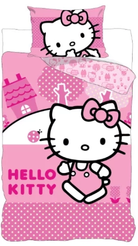 Pościel Bawełniana 140x200 Hello Kitty Kotki 