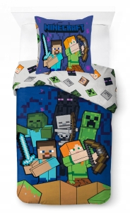 Pościel Bawełniana 140x200 MINECRAFT Oryginalna Alex Steve Creeper Zombie 100% BAWEŁNA