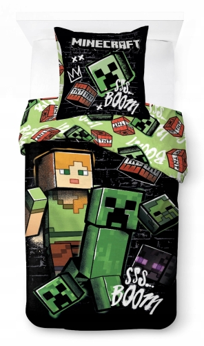 Pościel Bawełniana 140x200 MINECRAFT Oryginalna Alex Steve Creeper Zombie 100% BAWEŁNA 