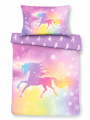 Pościel młodzieżowa 140x200 Jednorożec Różowy Tęczowy Unicorn