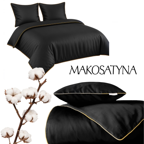 Pościel Pure z Makosatyny bawełnianej 140x200 Czarna Premium 