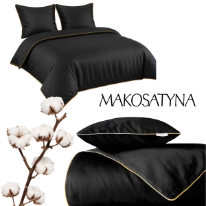 Pościel Pure z Makosatyny bawełnianej 160x200 Czarna Premium 