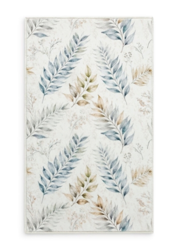 Dywan 80x150 Carol Liście nowoczesny kremowy / niebieski  
