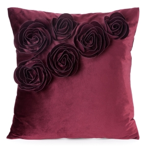 Poszewka Dekoracyjna 45x45 Flores Kwiaty burgundowa