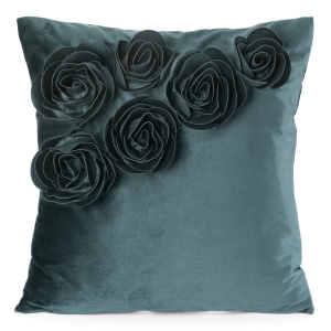 Poszewka Dekoracyjna 45x45 Flores Kwiaty ciemna miętowa