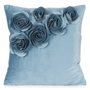 Poszewka Dekoracyjna 45x45 Flores Kwiaty niebieska