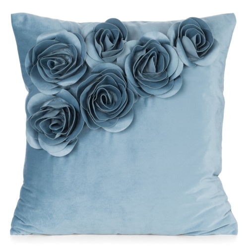 Poszewka Dekoracyjna 45x45 Flores Kwiaty niebieska