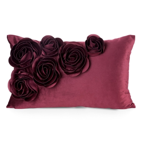 Poszewka Dekoracyjna 35x50 Flores Kwiaty burgundowa