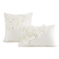 Poszewka Dekoracyjna 45x45 Flores Kwiaty kremowa