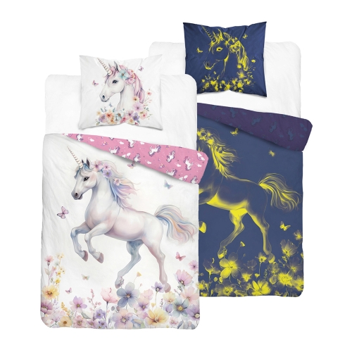Pościel Świecąca w ciemności 160x200 Jednorożec Unicorn 