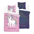 Pościel Świecąca w ciemności 160x200 Jednorożec Unicorn kolorowy dla dziewczynki