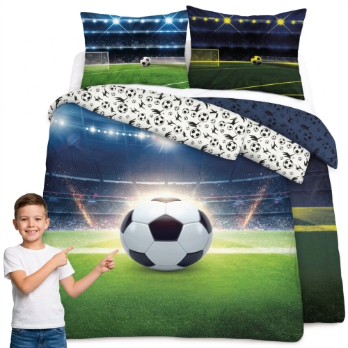 Pościel Świecąca w ciemności 160x200 PIŁKA Boisko na fana Futbolu 