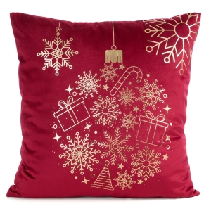 Poszewka Świąteczna 45x45 Dekoracyjna Merry Christmas bordowa