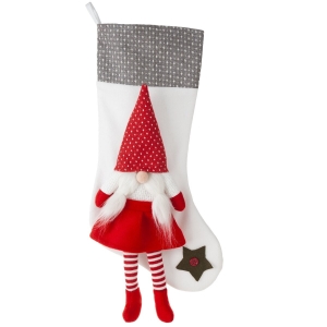 Skarpeta Świąteczna 50cm Dekoracyjna Merry Christmas biała / czerwona 