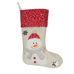 Skarpeta Świąteczna 50cm Dekoracyjna Merry Christmas czerwona / jasna szara