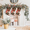 Skarpeta Świąteczna 28x53 Dekoracyjna Merry Christmas czerwona / brązowa