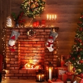 Skarpeta Świąteczna 50cm Dekoracyjna Merry Christmas czerwona  / szara