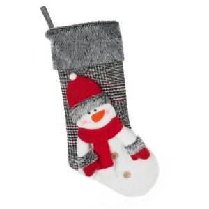 Skarpeta Świąteczna 50cm Dekoracyjna Merry Christmas czerwona  / szara