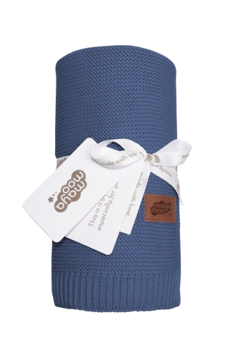  Kocyk dziecięcy Bambus Bawełna 80x100 Blue Niebieski