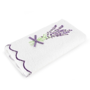 Ręcznik 50x90 VIOLA Haft kwiatowy biały bawełna 500g Premium 