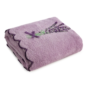Ręcznik 50x90 VIOLA Haft kwiatowy fioletowy bawełna 500g Premium 