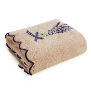 Ręcznik 70x140 VIOLA Haft kwiatowy beżowy bawełna 500g Premium 