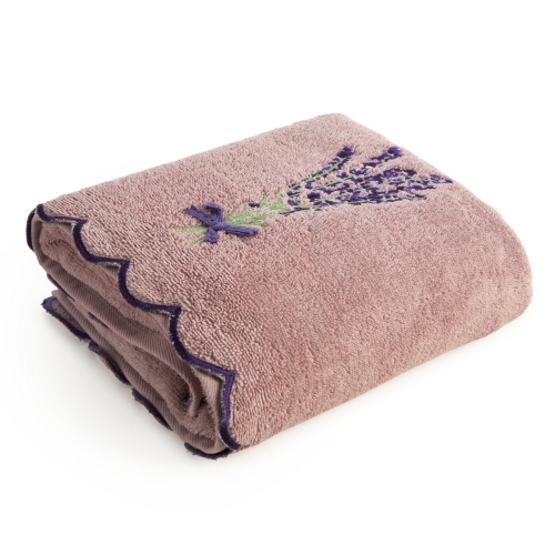 Ręcznik 70x140 VIOLA Haft kwiatowy pudrowy bawełna 500g Premium 