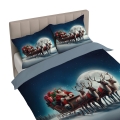 Pościel Świąteczna 160x200 Świąteczny Holland MERRY CHRISTMAS Mikołaj na saniach   