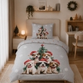 Pościel Świąteczna 140x200 Pieski Świąteczne MERRY CHRISTMAS  