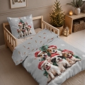 Pościel Świąteczna 160x200 Pieski Świąteczne MERRY CHRISTMAS  