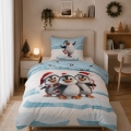 Pościel Świąteczna 160x200 Pingwinki Świąteczne MERRY CHRISTMAS  