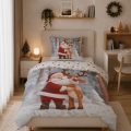 Pościel Świąteczna 140x200 Mikołaj Renifer Świąteczny MERRY CHRISTMAS   