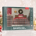 Pościel Świąteczna 140x200 Skrzaty Domki Świąteczne Kratka Czerwona 100% Bawełna