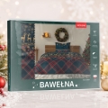 Pościel Świąteczna 140x200 Świąteczne Renifery Gwiazdki Kratka Granatowa 100% Bawełna  