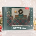 Pościel Świąteczna 140x200 Świąteczne Renifery Gwiazdki Kratka Zielona 100% Bawełna  