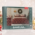 Pościel Świąteczna 160x200 Renifery Świąteczne Gwiazdki Czerwona 100% Bawełna 