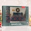 Pościel Świąteczna 160x200 Świąteczne Renifery Gwiazdki Kratka Granatowa 100% Bawełna  