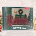 Pościel Świąteczna 220x200 Świąteczne Gwiazdki Kratka Czerwona 100% Bawełna  