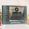 Pościel Świąteczna 220x200 Świąteczne Renifery Gwiazdki Kratka Zielona 100% Bawełna  