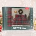 Pościel Świąteczna 220x200 Kratka Czerwona Zielona 100% Bawełna 