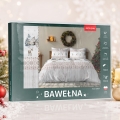 Pościel Świąteczna 220x200 Renifery Świąteczne Gwiazdki Jasna 100% Bawełna  