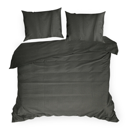 Pościel Bawełniana Tencel Premium 220x200 Alba 2 Geometryczna  czarny / srebrny