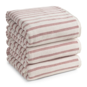 Ręcznik 70x140 Claudia pudrowy Paski Premium bawełna 500gr   