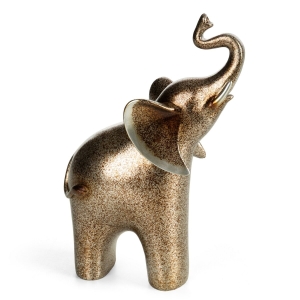 Figurka z żywicy poliestrowej Słonik 16 x 8 x 24 cm srebrna/złota