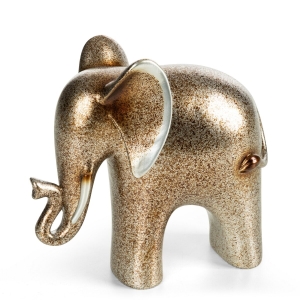 Figurka z żywicy poliestrowej Słonik 17 x 8 x 17 cm srebrna/złota