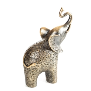 Figurka z żywicy poliestrowej Słonik 16 x 8 x 24 cm czarna/złota