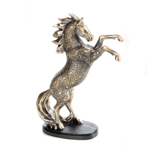 Figurka z żywicy poliestrowej Koń 19 x 7 x 26 cm złota/czarna