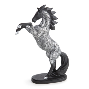 Figurka z żywicy poliestrowej Koń 19 x 7 x 26 cm stalowa/czarna
