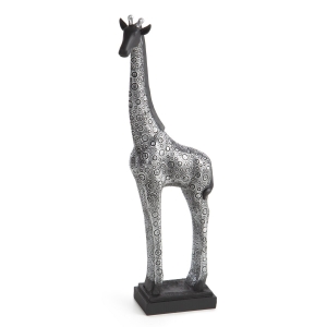 Figurka z żywicy poliestrowej Żyrafa 13 x 8 x 35 cm stalowa/czarna 