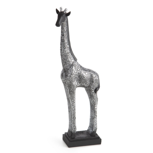 Figurka z żywicy poliestrowej Żyrafa 13 x 8 x 35 cm stalowa/czarna 